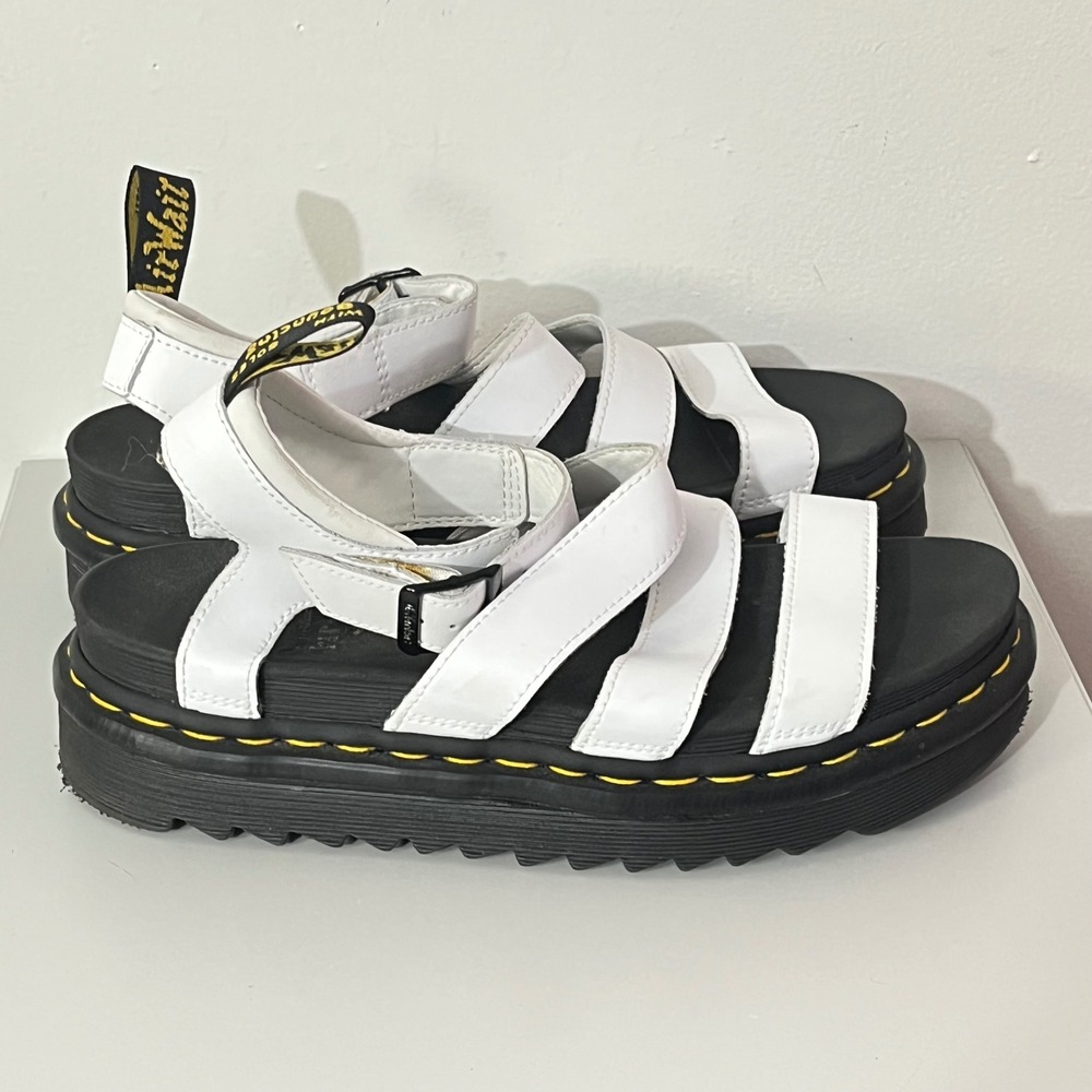 White Platform Strap Sandals with Black Sole